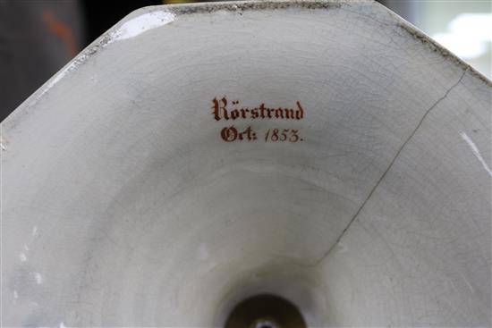 A large Rorstrand pottery vase mounted as a lamp